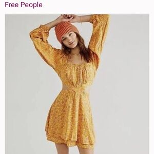 Free People Floral Off-Shoulder Cutout Mini Dress